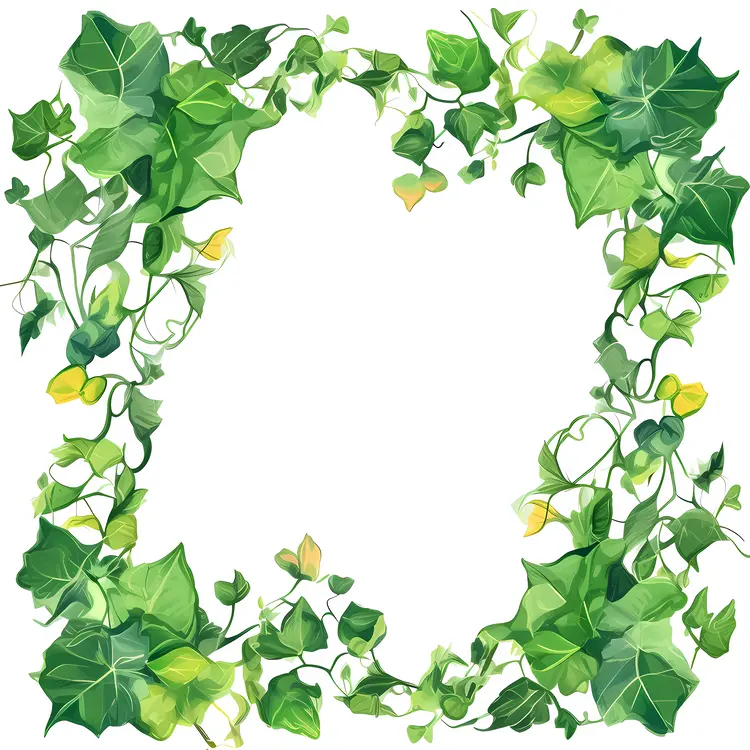 Beautiful Ivy Frame with Green Leaves