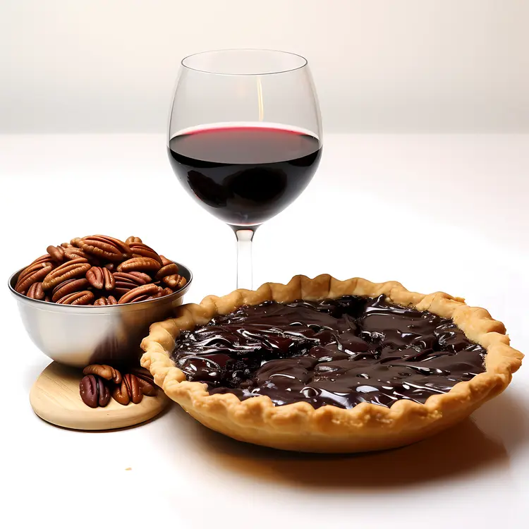 Delicious Chocolate Pie with Wine and Pecans