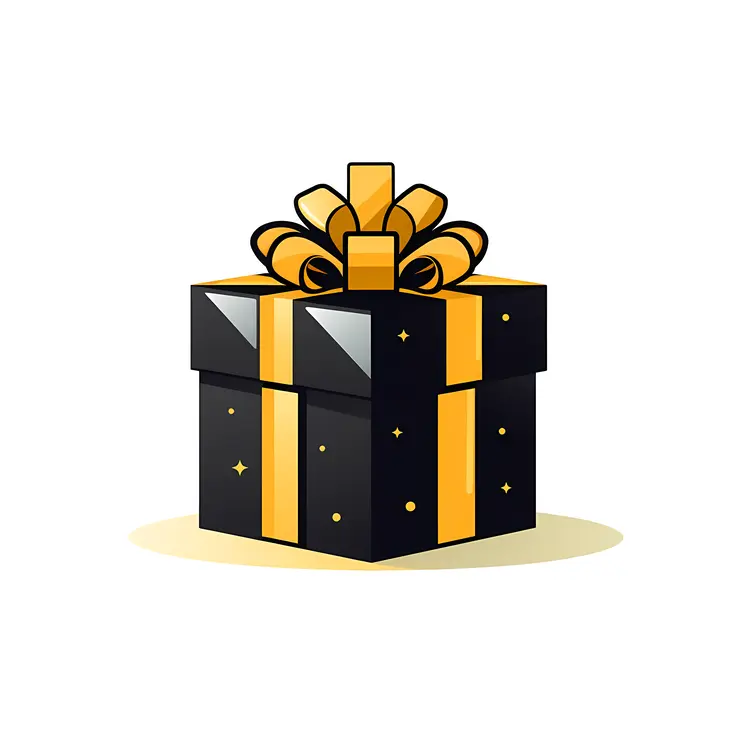 Black Gift Box with Golden Ribbon