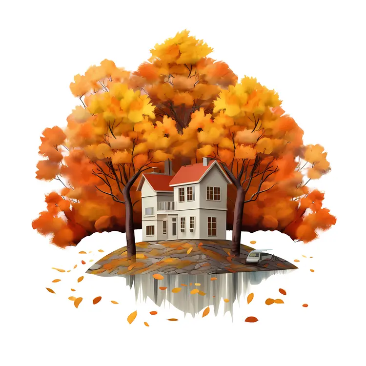 House Surrounded by Autumn Trees