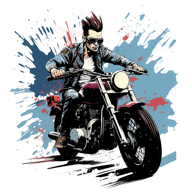 Cool Motorcycle Rider with Spiky Hair