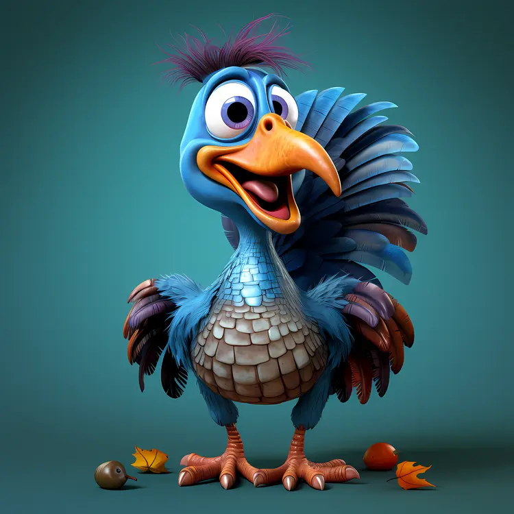 Blue Turkey with Purple Feathers