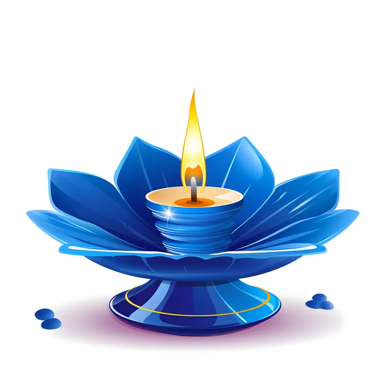 Blue Diya Lamp for Diwali Celebration