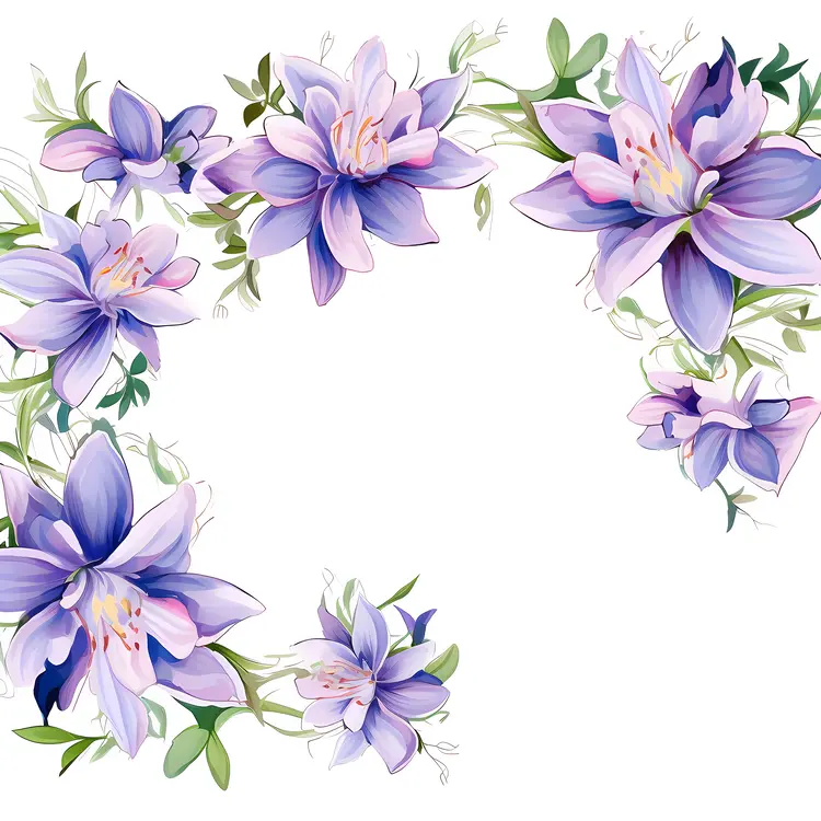 Purple Flowers in a Floral Frame