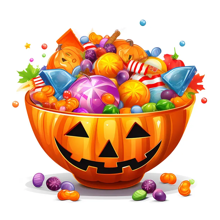 Colorful Halloween Pumpkin Bowl with Candy