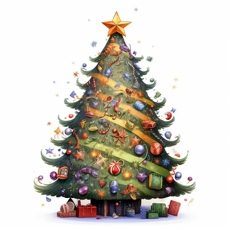 Decorated Christmas Tree with Presents