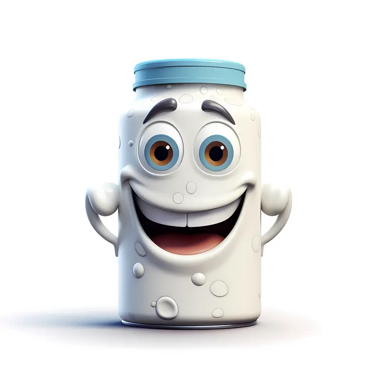 Happy Milk Jar Cartoon