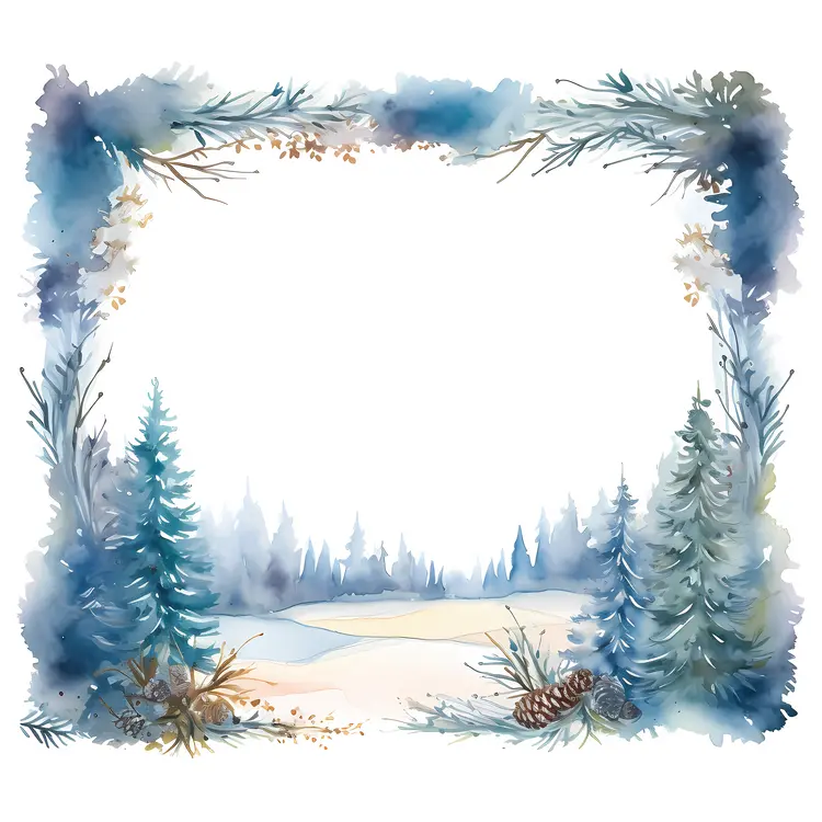 Winter Forest Frame with Snowy Landscape