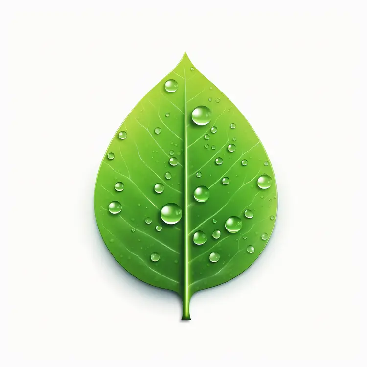 Fresh Green Leaf with Water Droplets