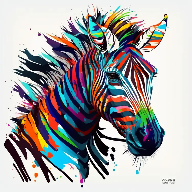 Colorful Abstract Zebra Art