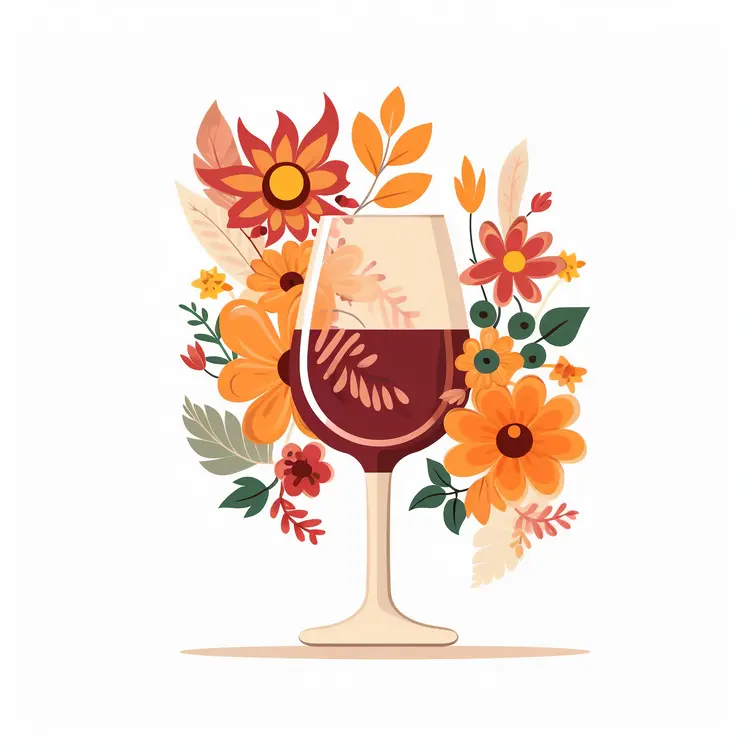 Elegant Wine Glass with Floral Arrangement