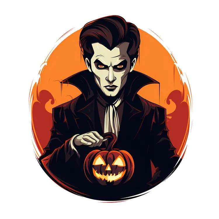 Cute Vampire Holding a Pumpkin