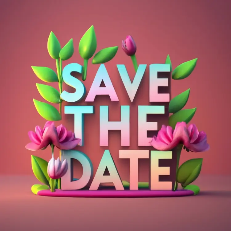 Save the Date with Flowers and Leaves
