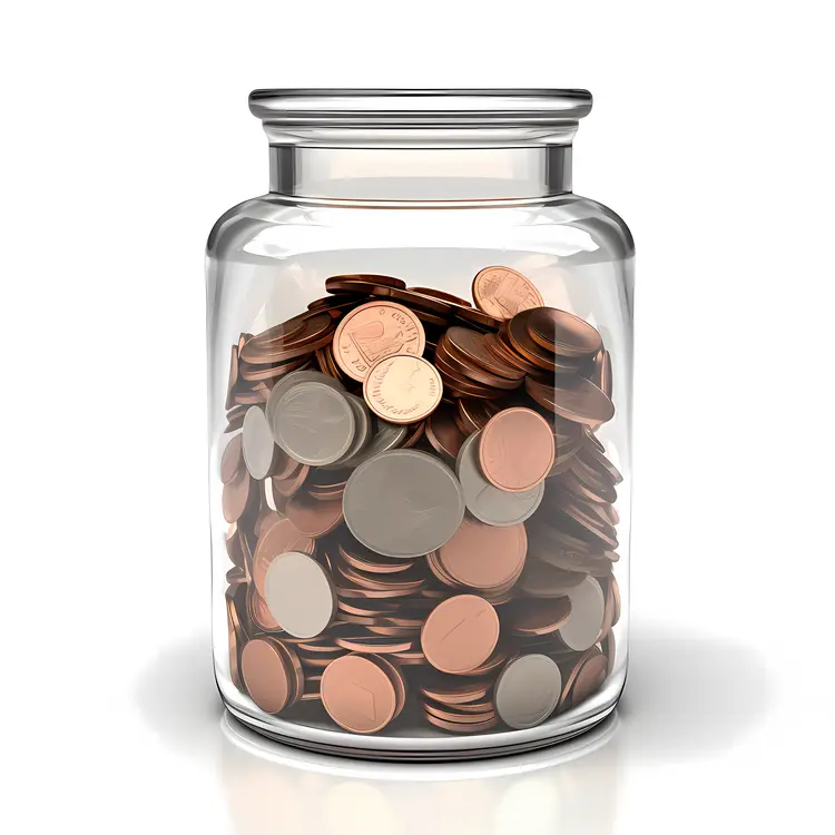 Coin Jar Filled with Savings