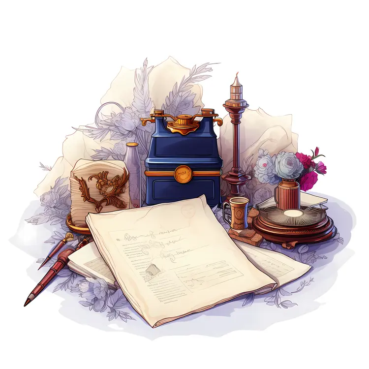 Vintage Stationery Set with Paper and Pen