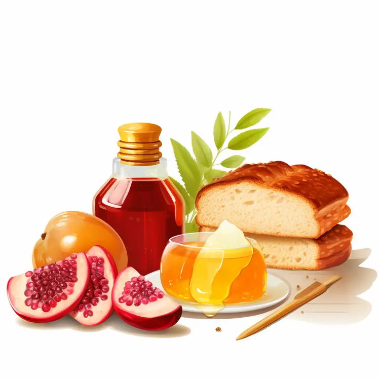 Honey and Bread with Pomegranate for Rosh Hashanah