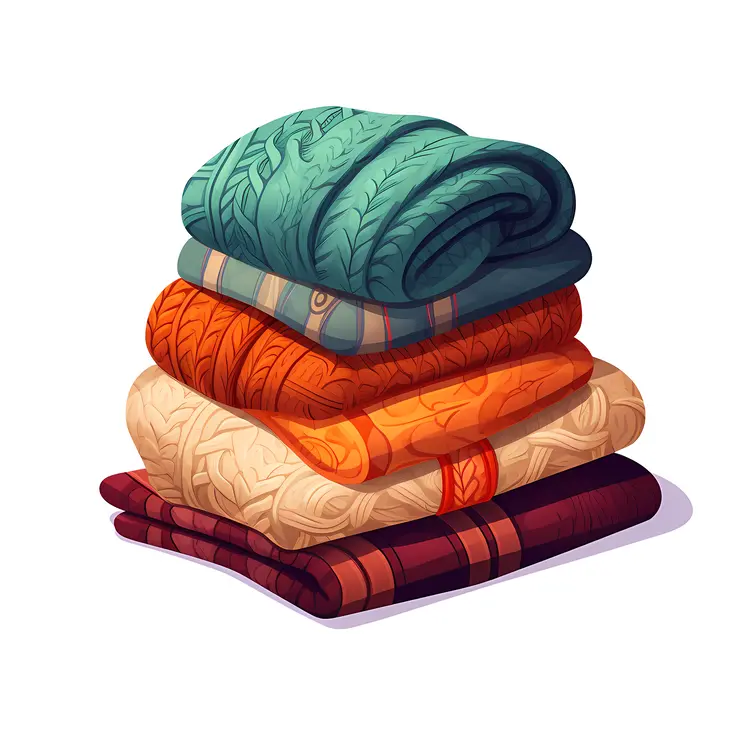Colorful Stack of Folded Sweaters