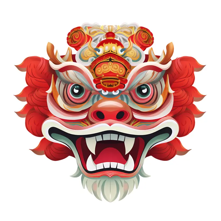 Red Traditional Lion Mask
