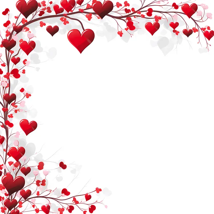 Heart Frame with Branches and Hearts for Valentine's Day
