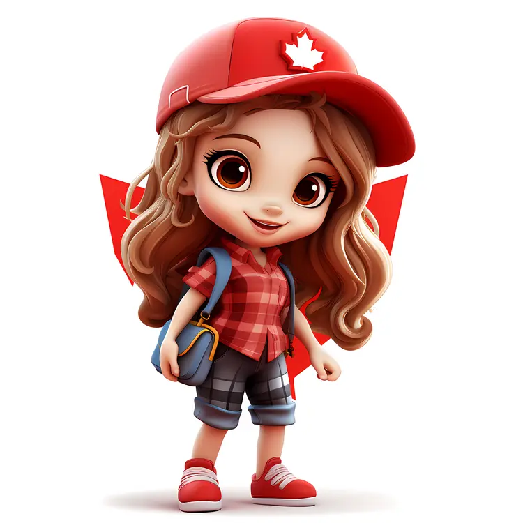 Cute Canadian Girl with Maple Leaf