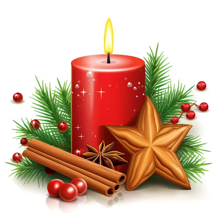 Christmas Candle with Cinnamon and Star Anise
