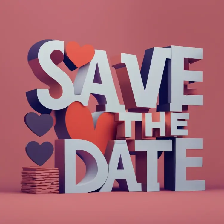 Save the Date with Hearts and Stack
