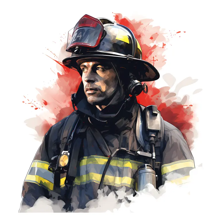 Brave Firefighter in Full Gear