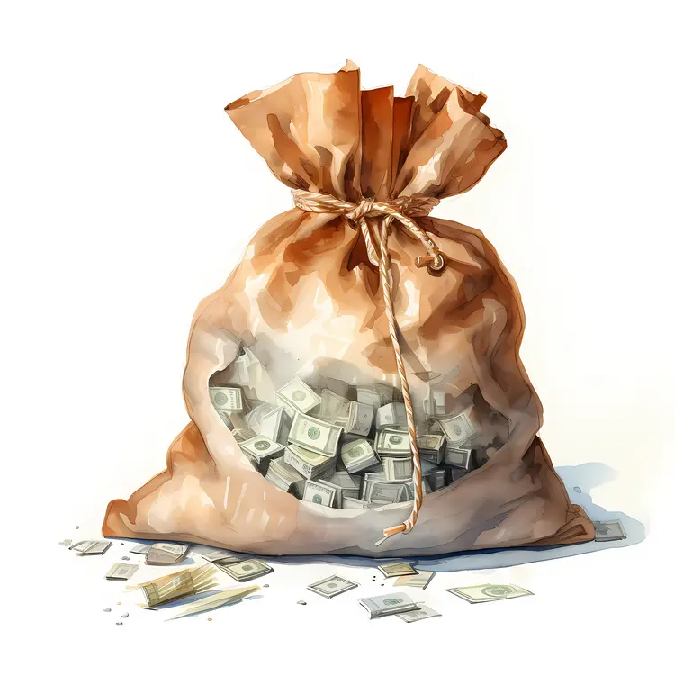 Brown Money Bag with Cash