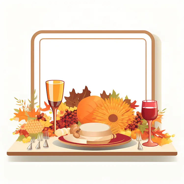 Thanksgiving Dinner Frame with Autumn Decor