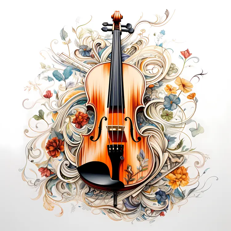 Floral Decorated Violin