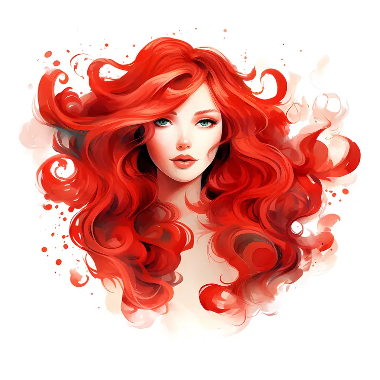 Red-haired Girl with Flowing Hair