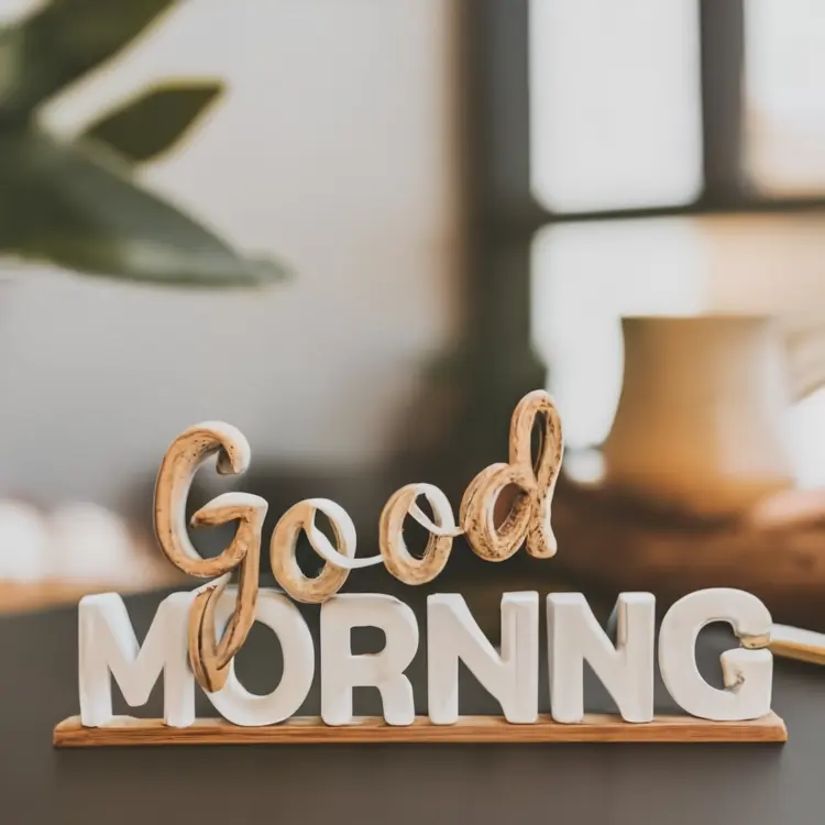Wooden Decor Good Morning Text