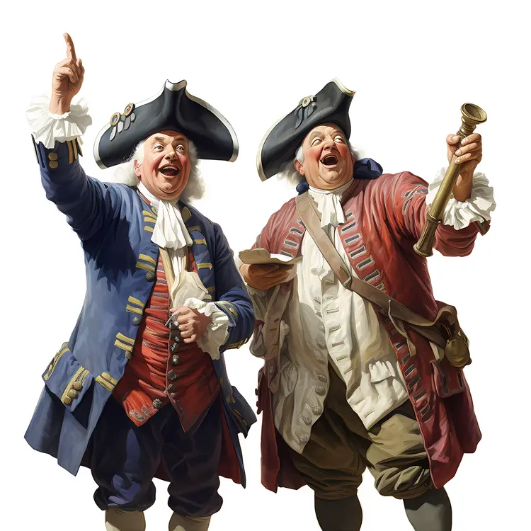 Two Men in Historical Costumes with Horns