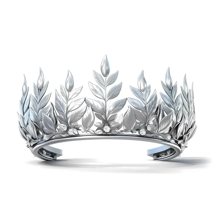 Elegant Silver Crown with Leaf Design