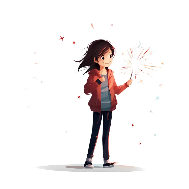 Girl Holding a Sparkler