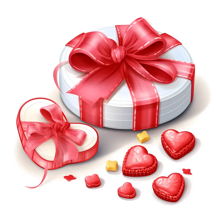 Heart-shaped Chocolates in Gift Box for Valentine's Day