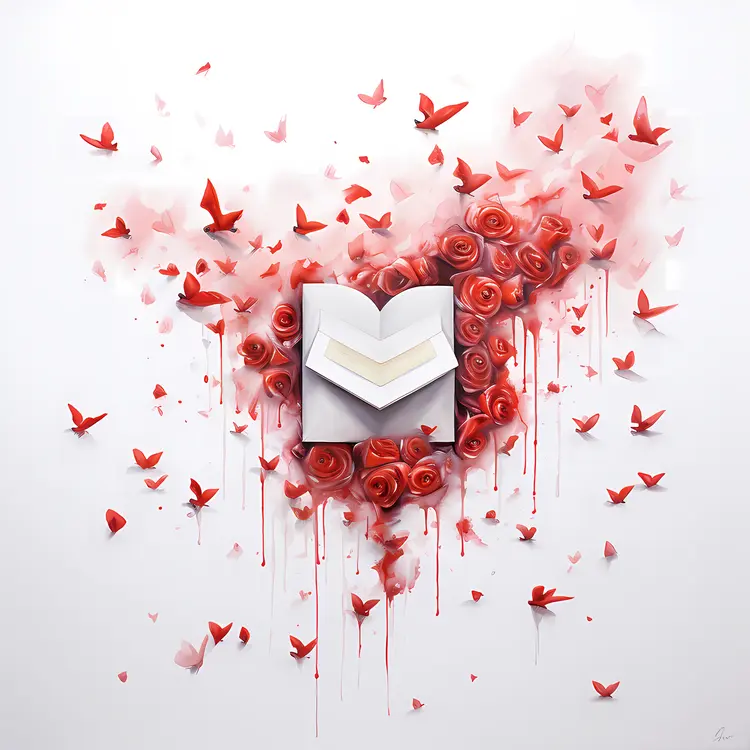 Heart with Roses and Butterflies