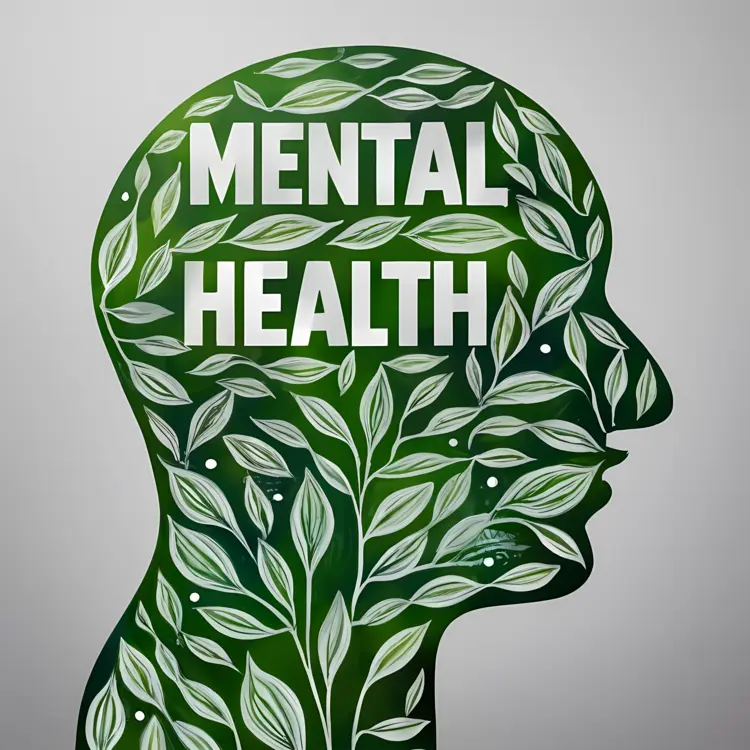 Mental Health Concept with Leaf Silhouette