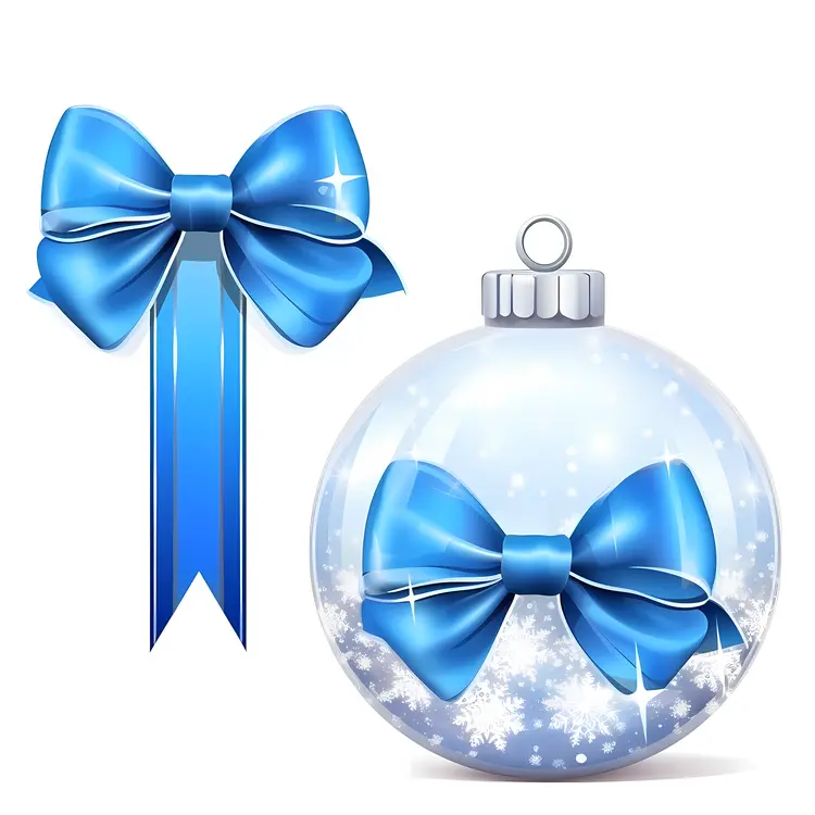 Beautiful Blue Bow Christmas Ornament