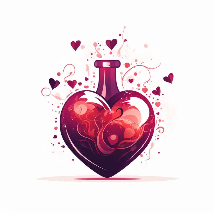Single Heart-shaped Potion Bottle with Love Hearts