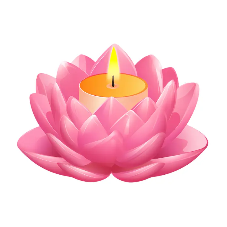 Pink Lotus Candle with Flame