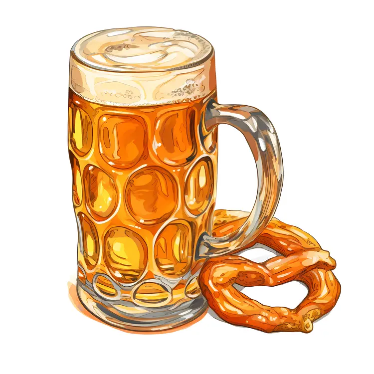 Beer Mug with Pretzel Illustration for Oktoberfest Celebration