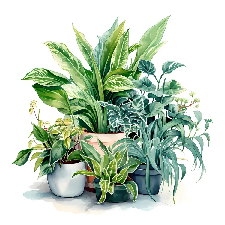 Lush Green Potted Plants Collection