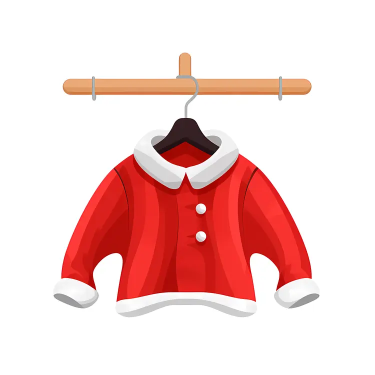 Red Jacket with White Trim on Hanger