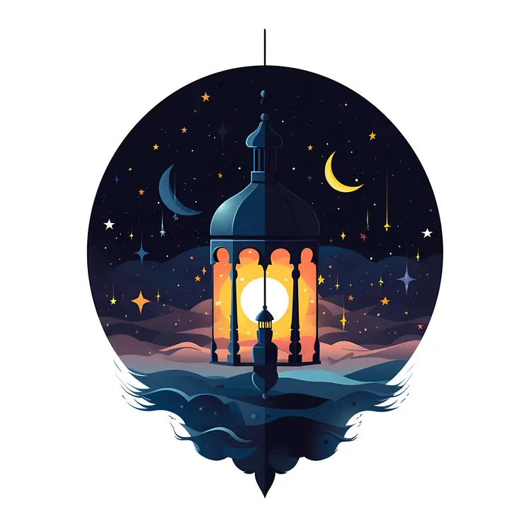 Night Sky Lantern with Crescent Moon