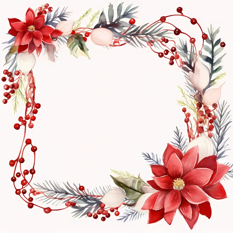Festive Christmas Wreath with Poinsettias