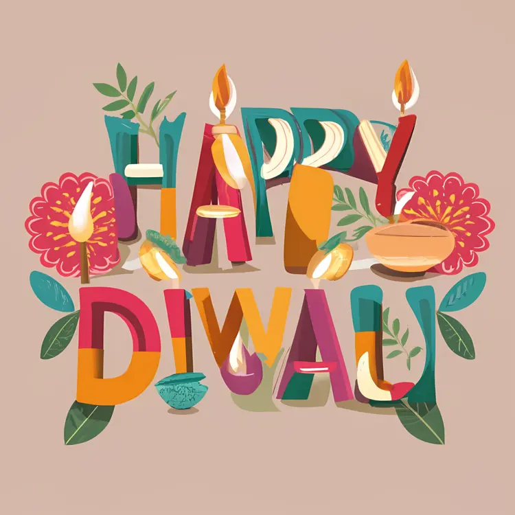 Happy Diwali with Colorful Decorations