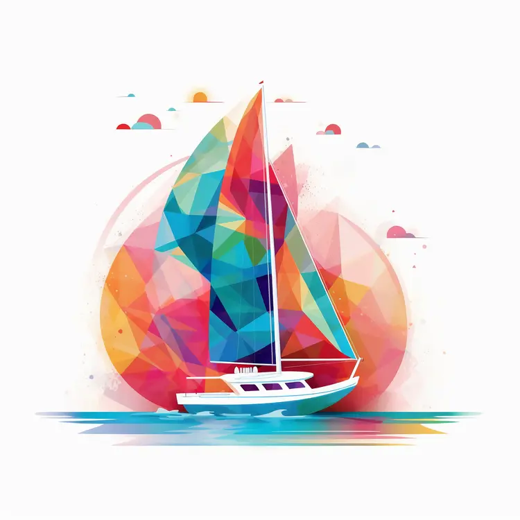 Colorful Abstract Sailboat on the Ocean