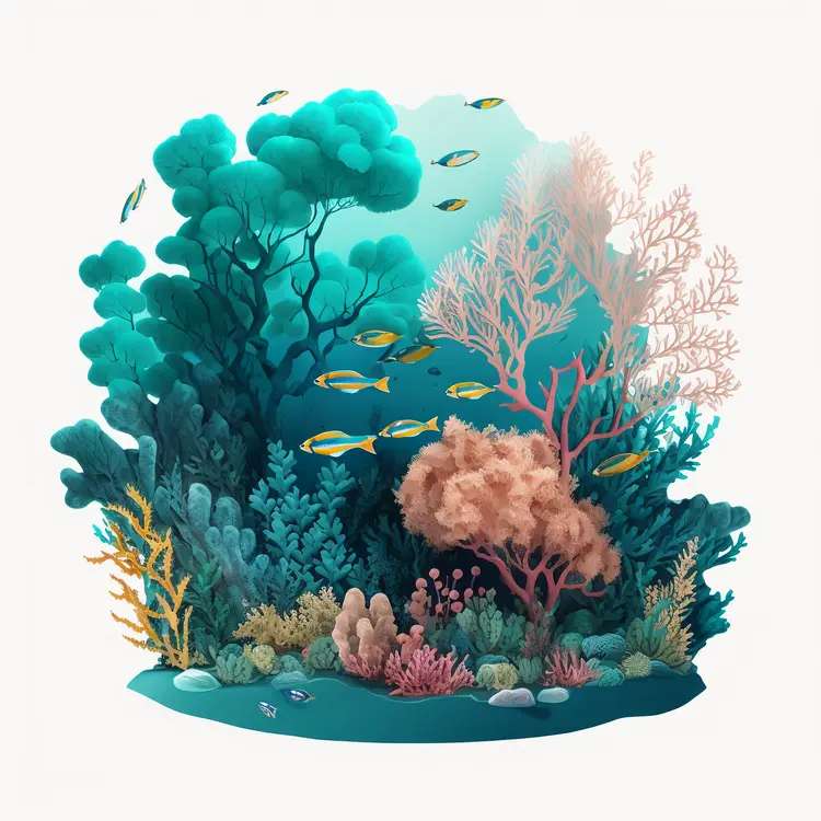Beautiful Coral Reef with Colorful Fish
