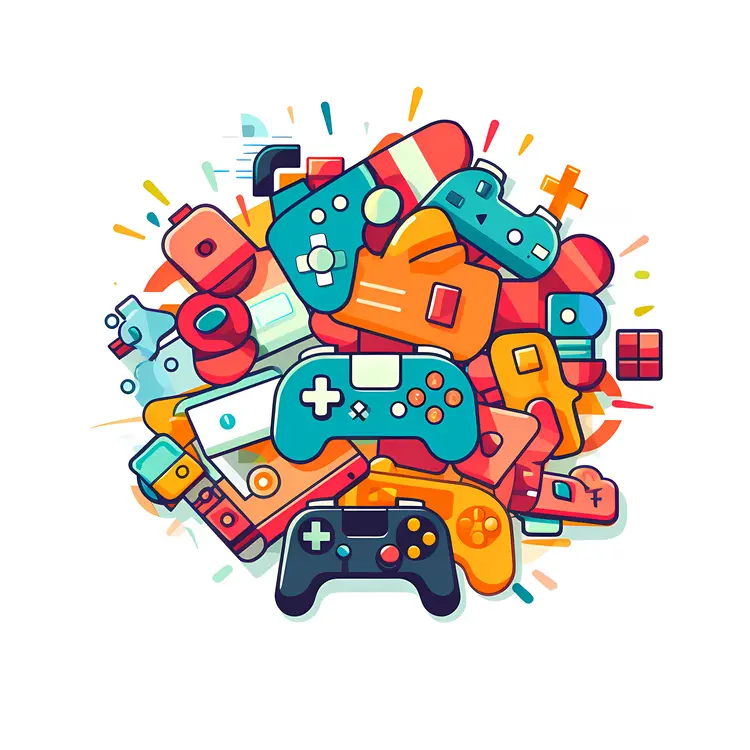 Colorful Game Controllers Illustration